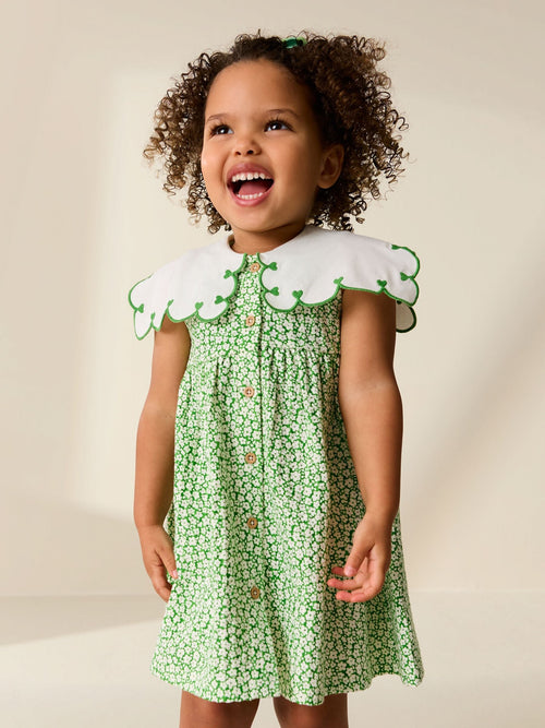 Dsiney Kidz - Green Ditsy Collared Summer Dress (3mths-7yrs) image 1