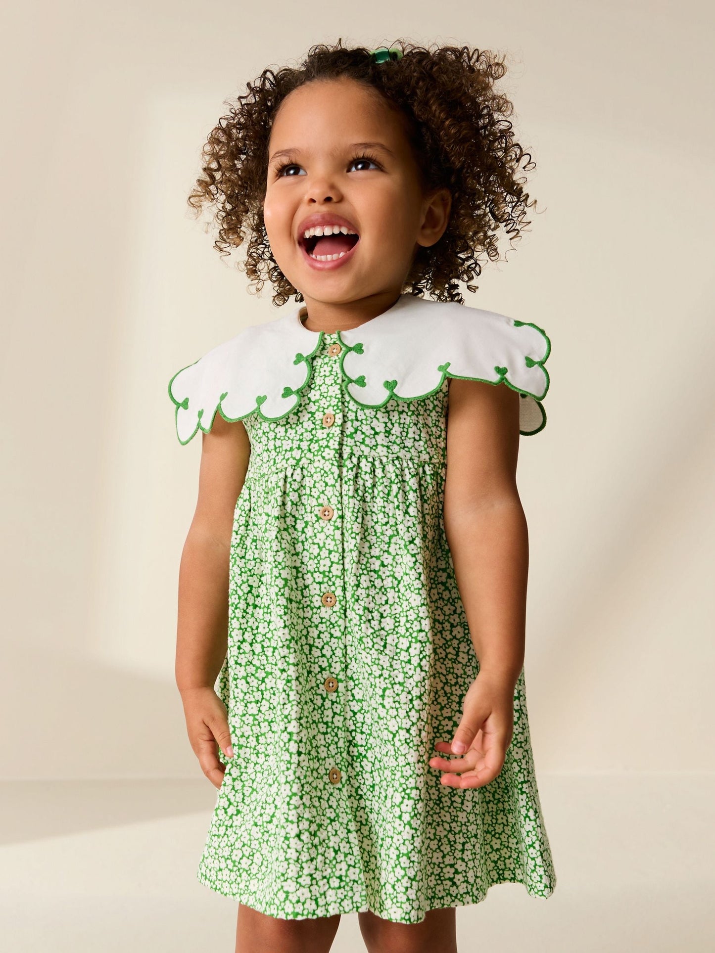 Green Ditsy Collared Summer Dress (3mths-7yrs) image 1