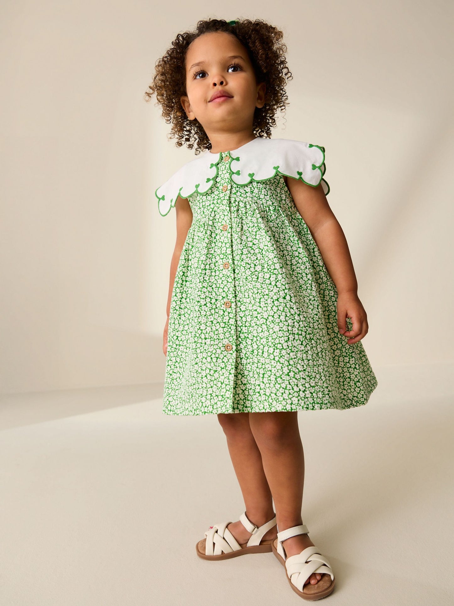 Green Ditsy Collared Summer Dress (3mths-7yrs) image 2