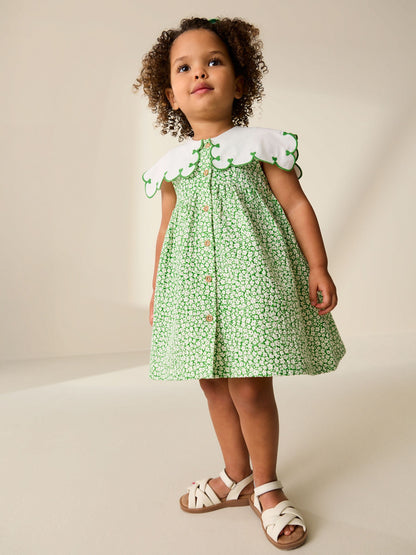 Green Ditsy Collared Summer Dress (3mths-7yrs) image 2
