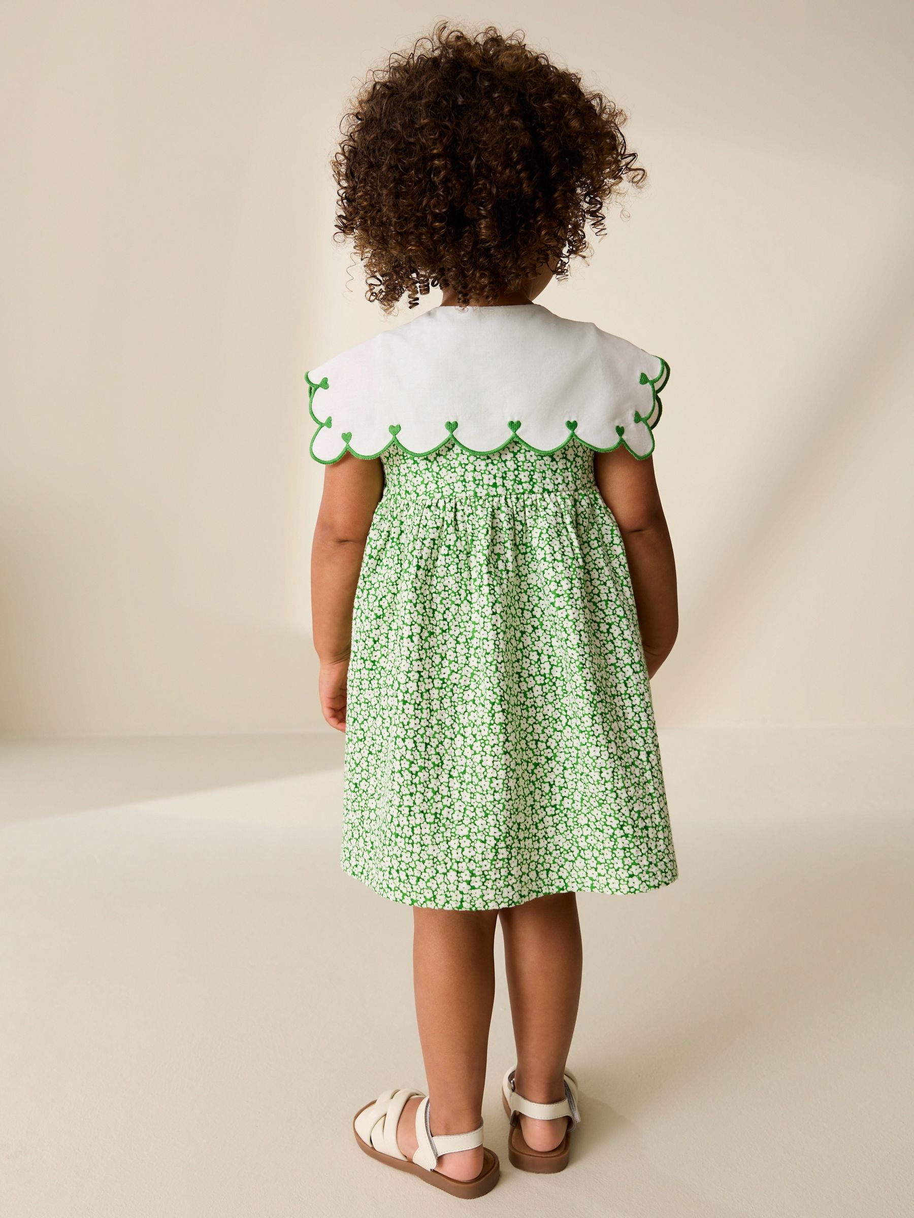 Green Ditsy Collared Summer Dress (3mths-7yrs) image 3
