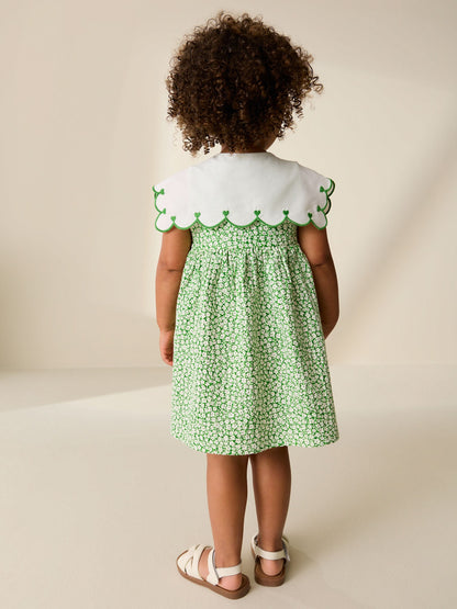 Green Ditsy Collared Summer Dress (3mths-7yrs) image 3