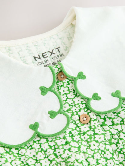 Green Ditsy Collared Summer Dress (3mths-7yrs) image 7