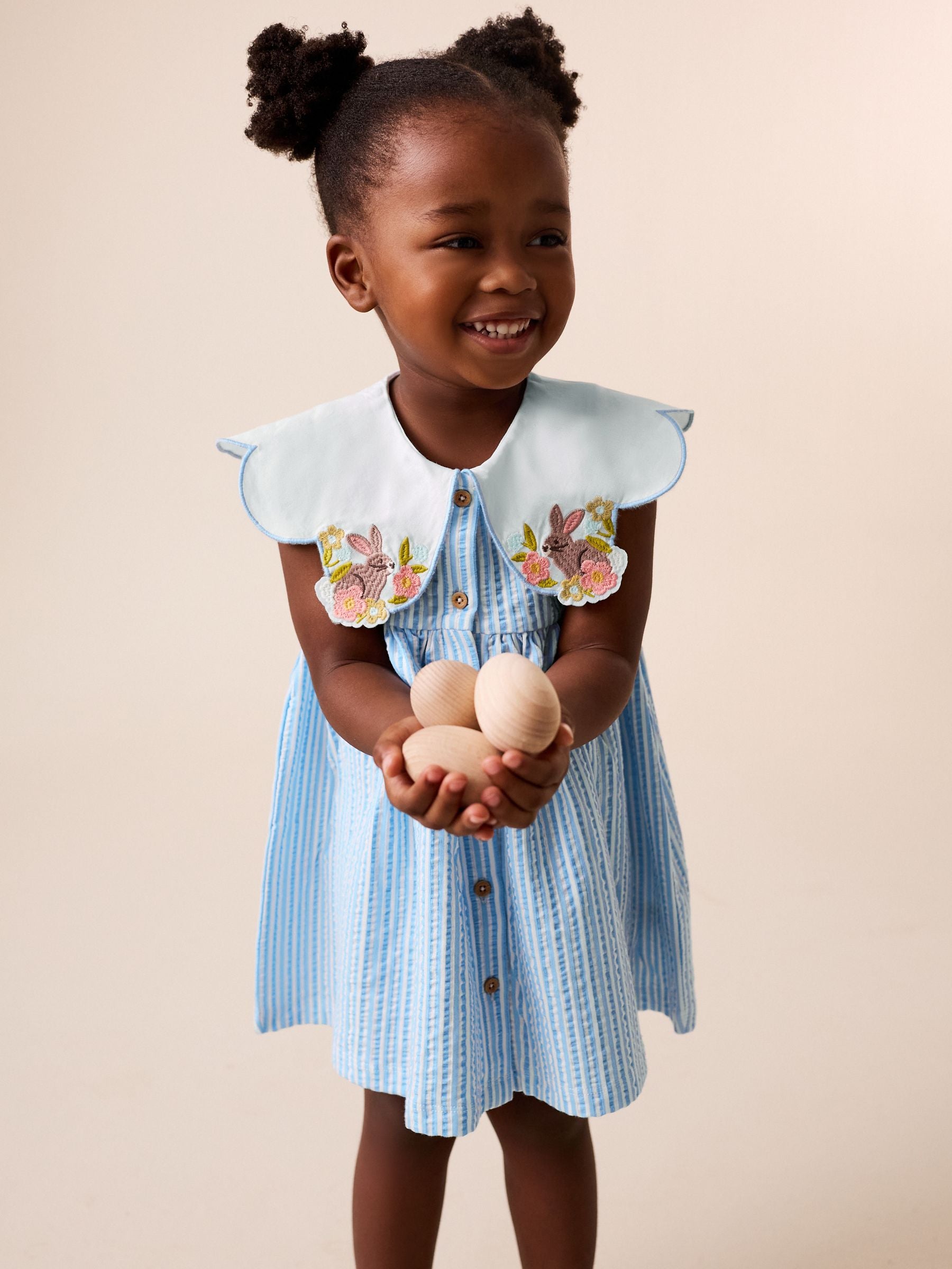Blue Striped Collared Summer Dress (3mths-7yrs) image 1