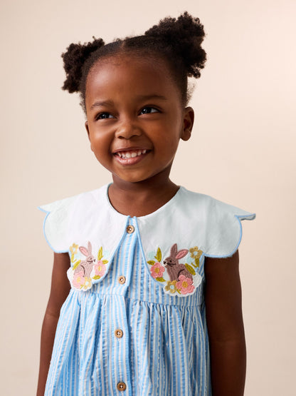 Blue Striped Collared Summer Dress (3mths-7yrs) image 3