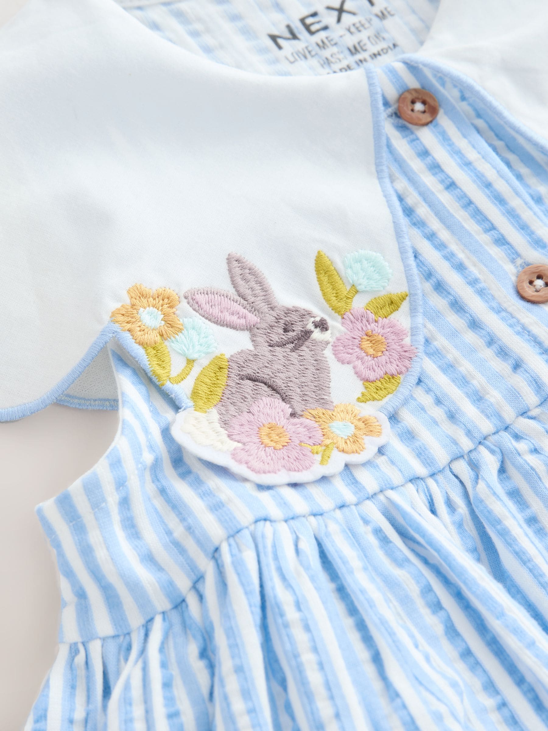 Blue Striped Collared Summer Dress (3mths-7yrs) image 8