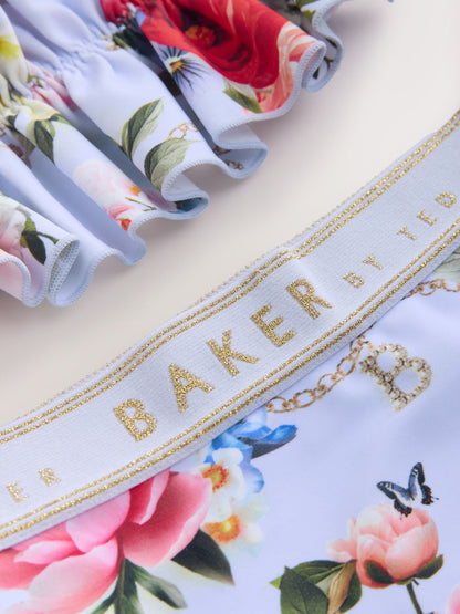 Baker by Ted Baker 2 Piece Lilac Purple Printed Floral Ruched Bikini Set image 3