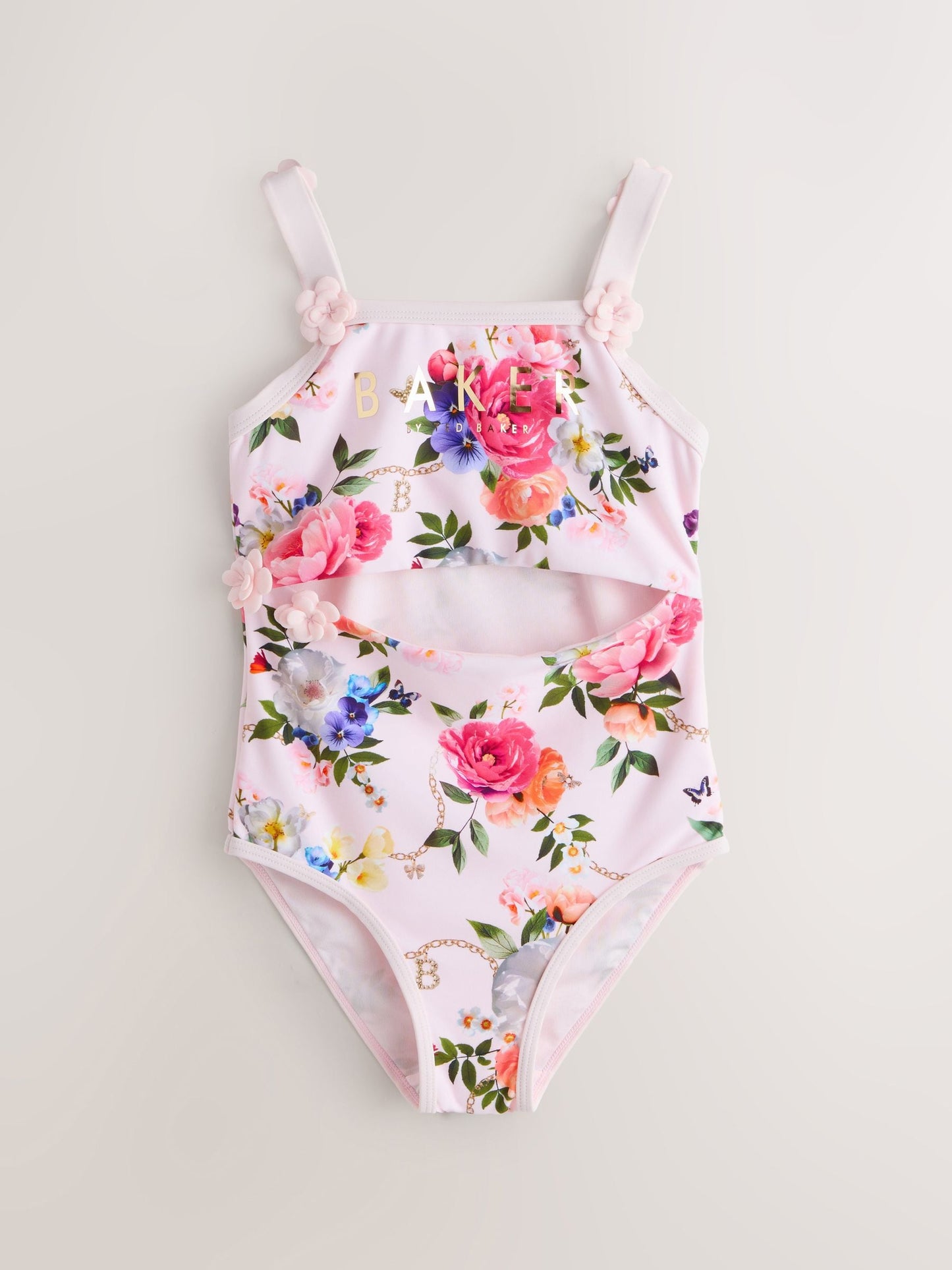 Dsiney Kidz - Baker by Ted Baker Pink Cut-Out Floral Printed Swimsuit image 1
