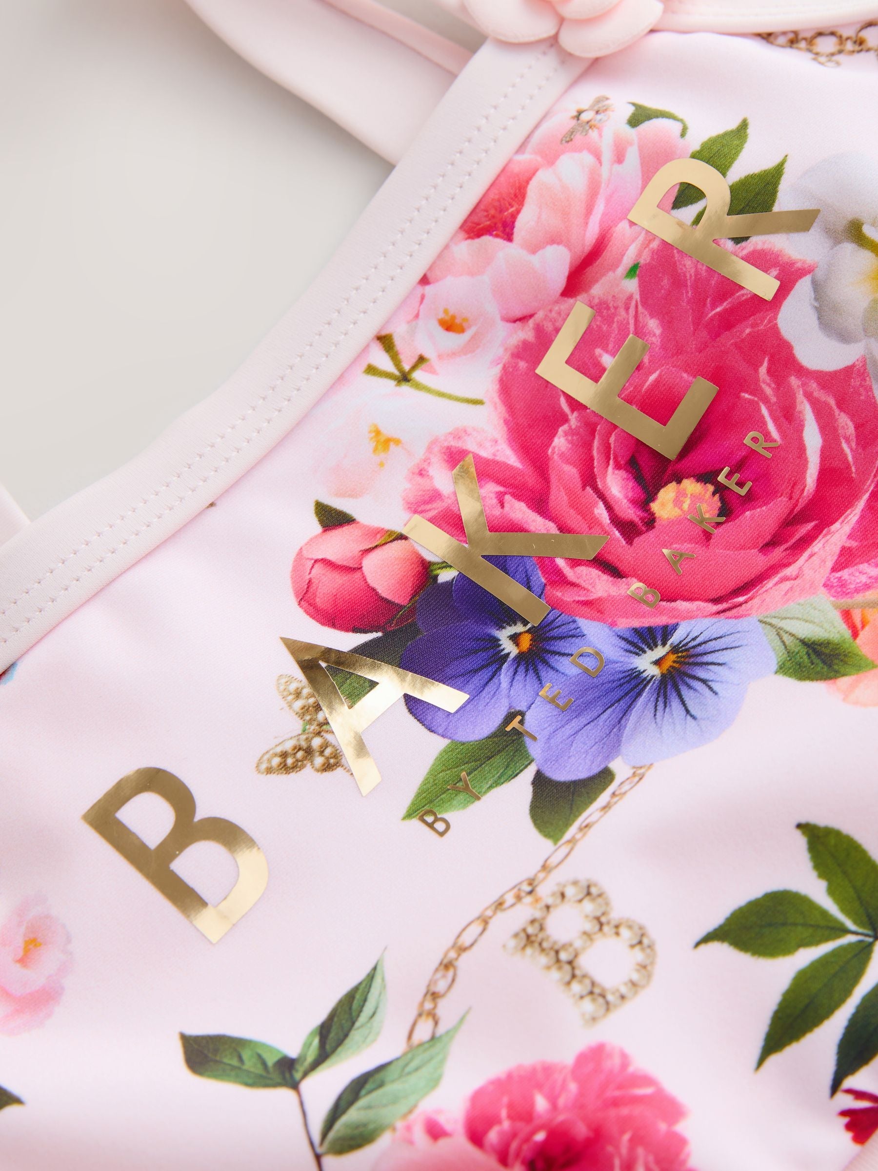 Dsiney Kidz - Baker by Ted Baker Pink Cut-Out Floral Printed Swimsuit image 3