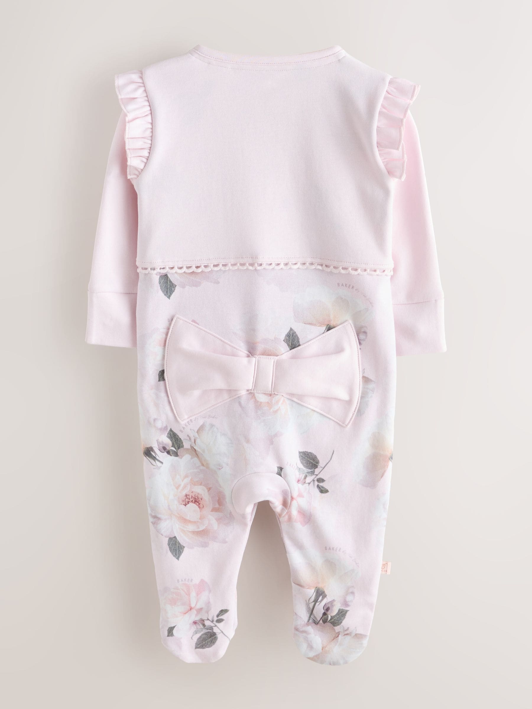 Baker by Ted Baker Pink Overlay Floral Sleepsuit image 3