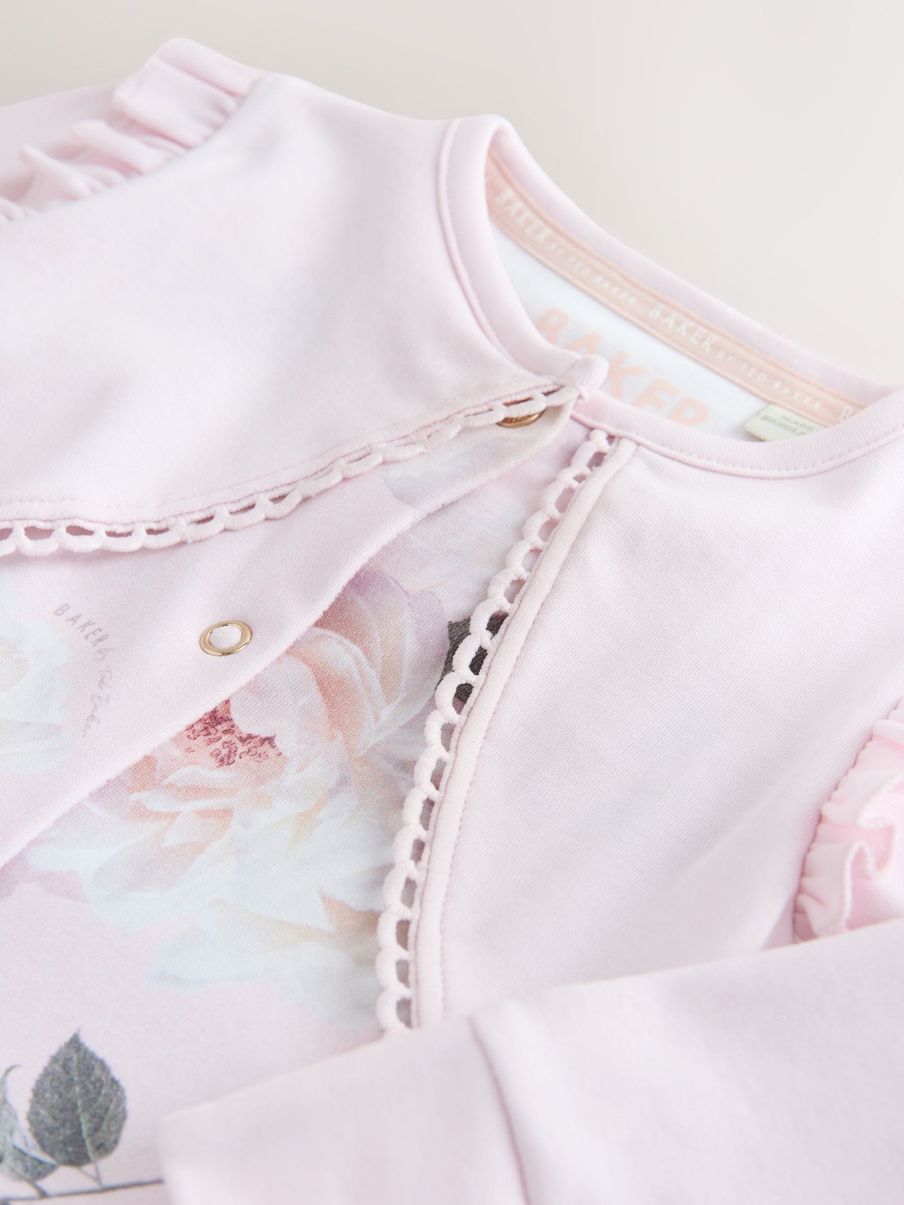 Baker by Ted Baker Pink Overlay Floral Sleepsuit image 5