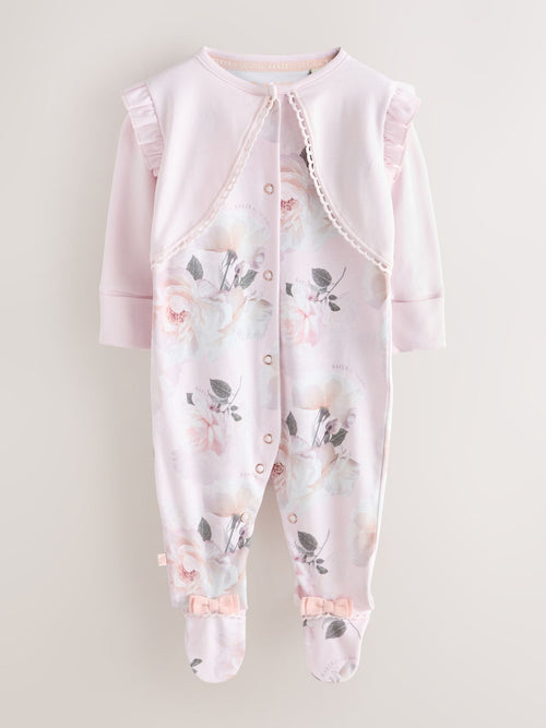 Baker by Ted Baker Pink Overlay Floral Sleepsuit image 1