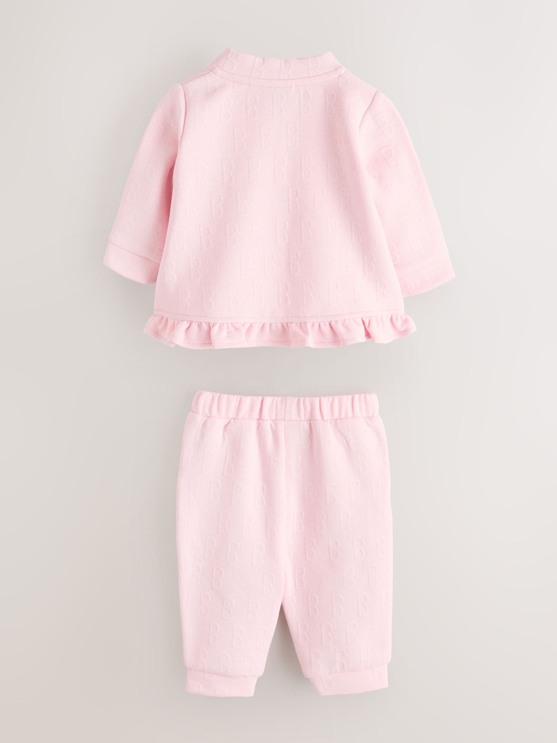 Baker by Ted Baker Pink Quilted Jacquard Jacket, T-Shirt & Joggers Set 3 Piece image 3