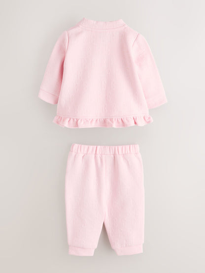Baker by Ted Baker Pink Quilted Jacquard Jacket, T-Shirt & Joggers Set 3 Piece image 3
