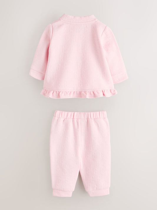 Baker by Ted Baker Pink Quilted Jacquard Jacket, T-Shirt & Joggers Set 3 Piece image 3