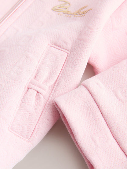 Baker by Ted Baker Pink Quilted Jacquard Jacket, T-Shirt & Joggers Set 3 Piece image 5