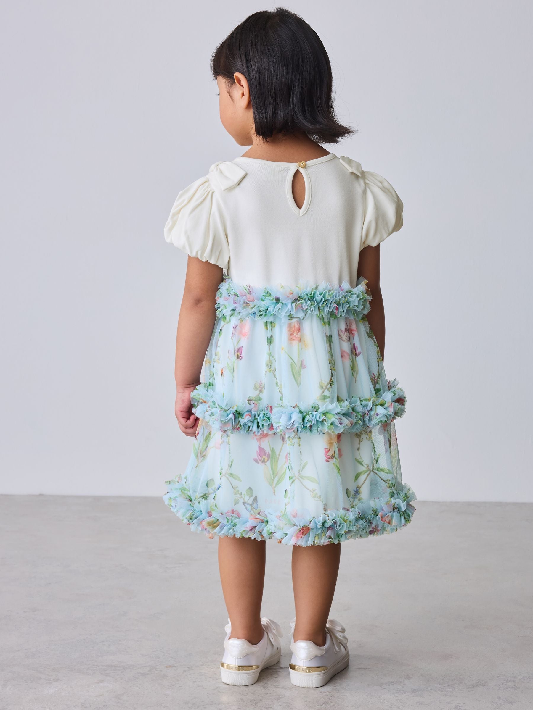 Dsiney Kidz - Baker by Ted Baker Floral Ruffle Mesh Mockable Blue Dress image 4