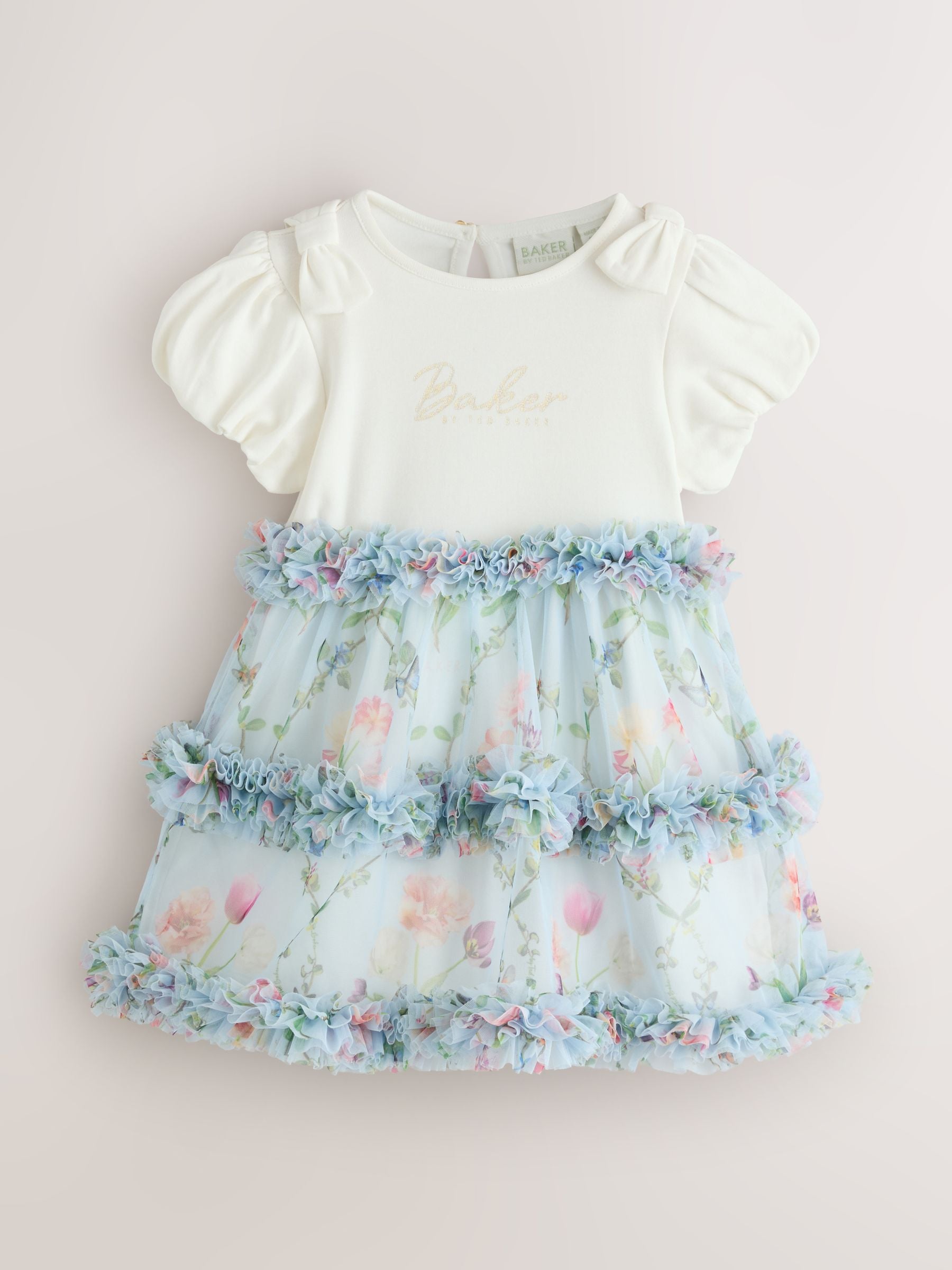 Dsiney Kidz - Baker by Ted Baker Floral Ruffle Mesh Mockable Blue Dress image 8