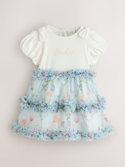 Dsiney Kidz - Baker by Ted Baker Floral Ruffle Mesh Mockable Blue Dress image 8