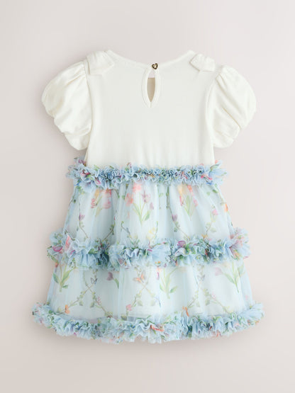 Dsiney Kidz - Baker by Ted Baker Floral Ruffle Mesh Mockable Blue Dress image 9