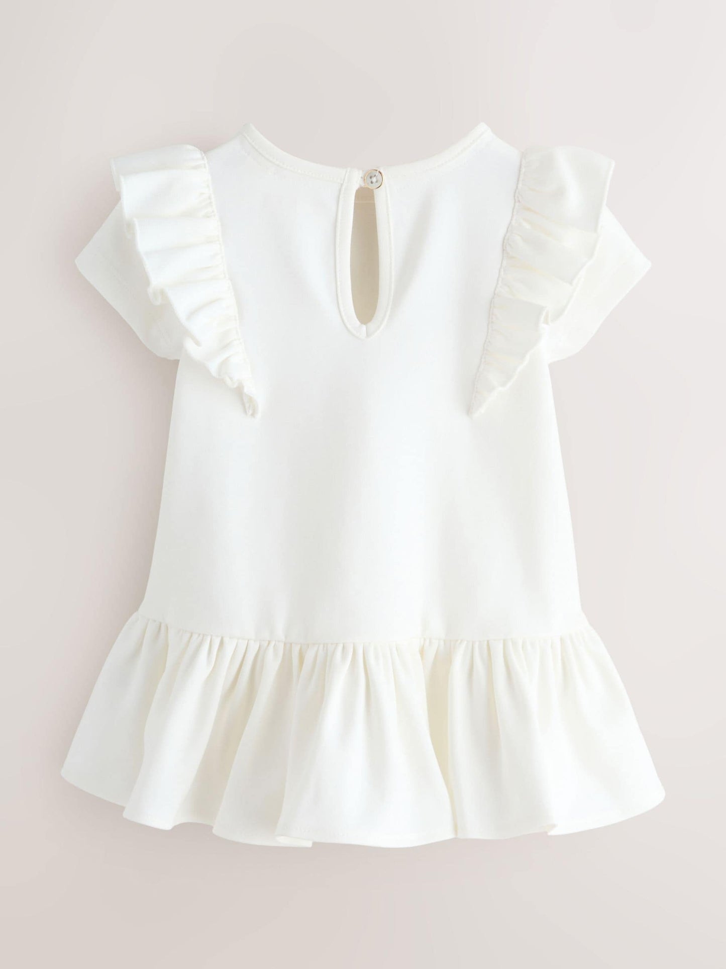 Baker by Ted Baker White Rose Print Frill Peplum Hem Dress image 2