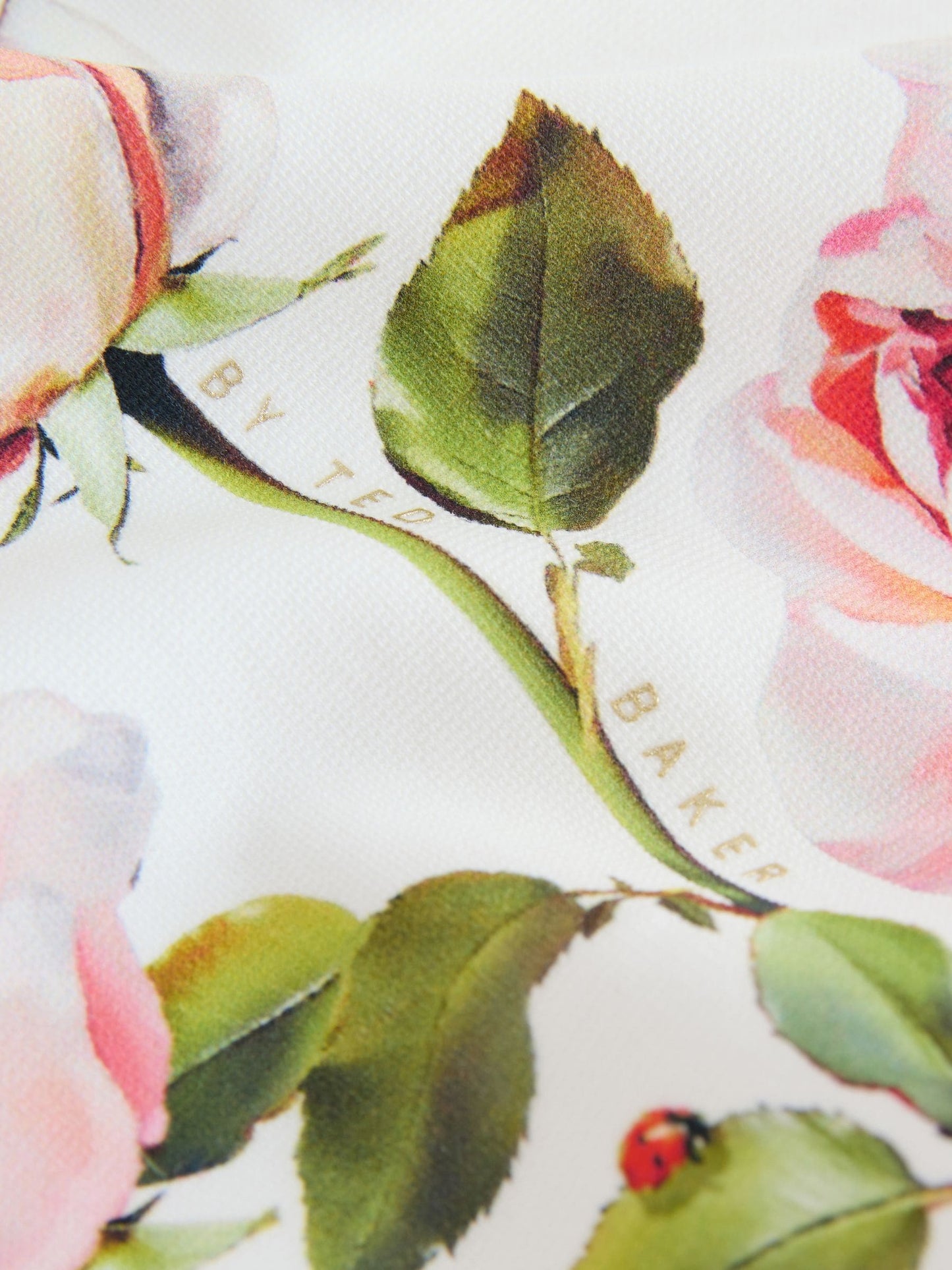 Baker by Ted Baker White Rose Print Frill Peplum Hem Dress image 3