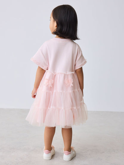 Baker by Ted Baker Pink Mesh 3D Bow Skirted Mockable Dress image 3