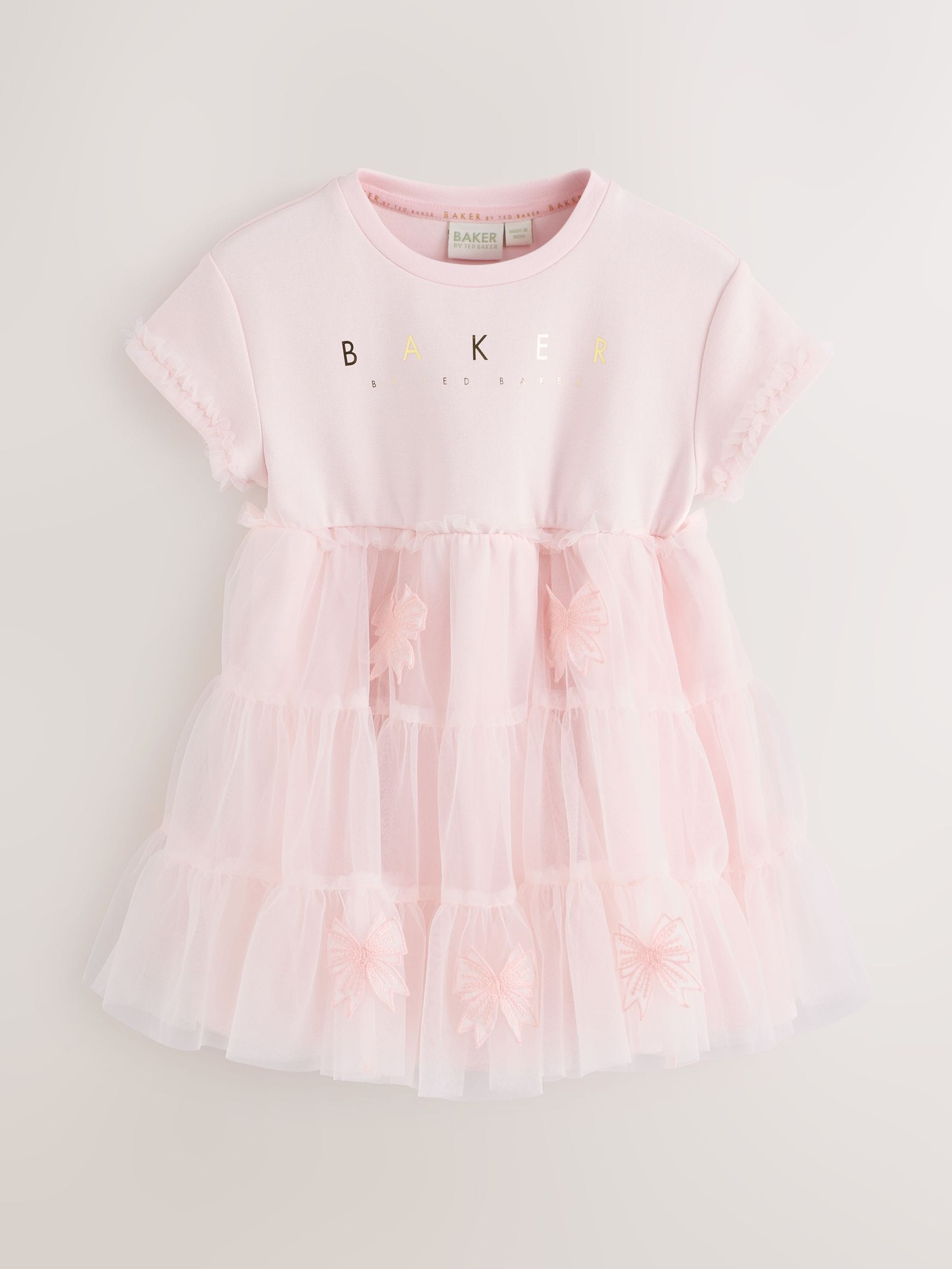 Baker by Ted Baker Pink Mesh 3D Bow Skirted Mockable Dress image 6