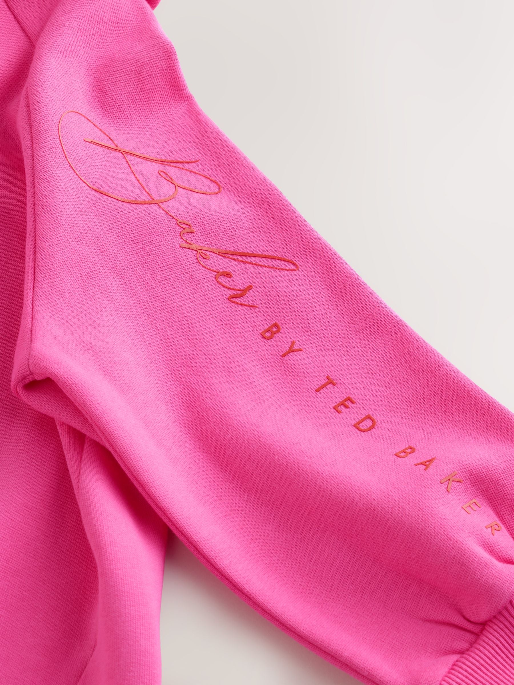 Baker by Ted Baker 2 Piece Oversized Script Pink Hoodie & Cycle Shorts Set image 10