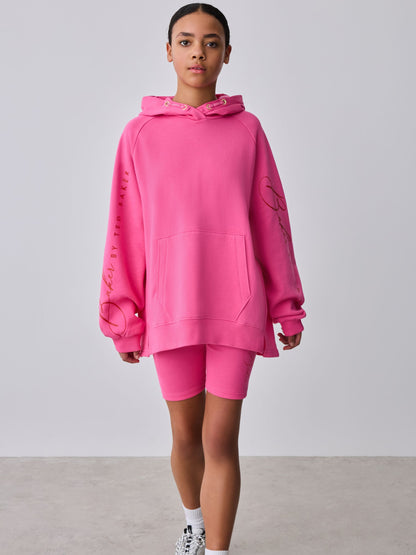 Baker by Ted Baker 2 Piece Oversized Script Pink Hoodie & Cycle Shorts Set image 3