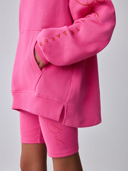 Baker by Ted Baker 2 Piece Oversized Script Pink Hoodie & Cycle Shorts Set image 5