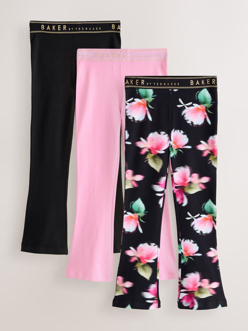 Baker by Ted Baker 3 Pack Black/Pink Flares Leggings image 1