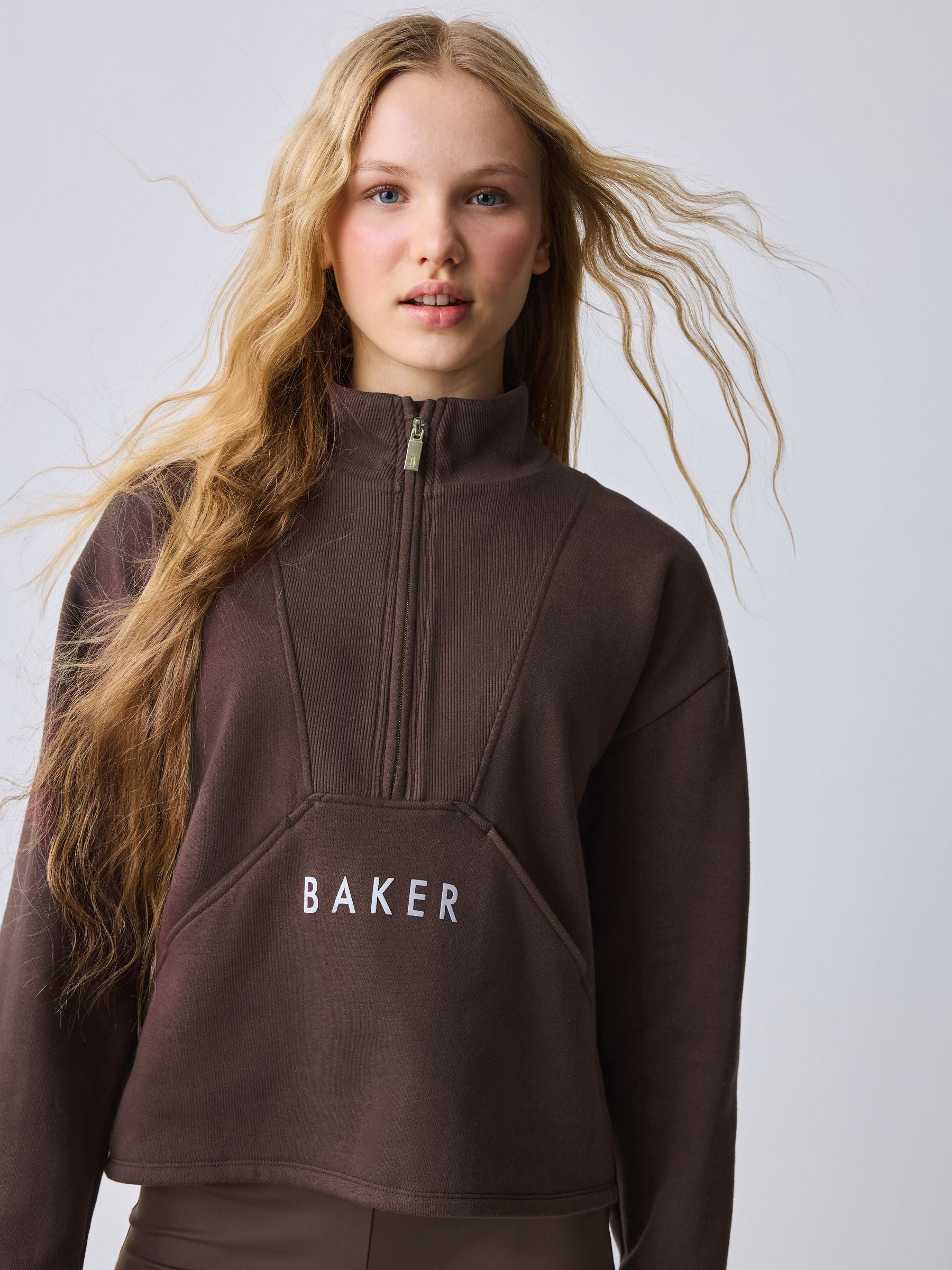 Baker by Ted Baker 2 Piece Chocolate Zip Neck Sweat & Flare Set image 4