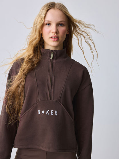 Baker by Ted Baker 2 Piece Chocolate Zip Neck Sweat & Flare Set image 4