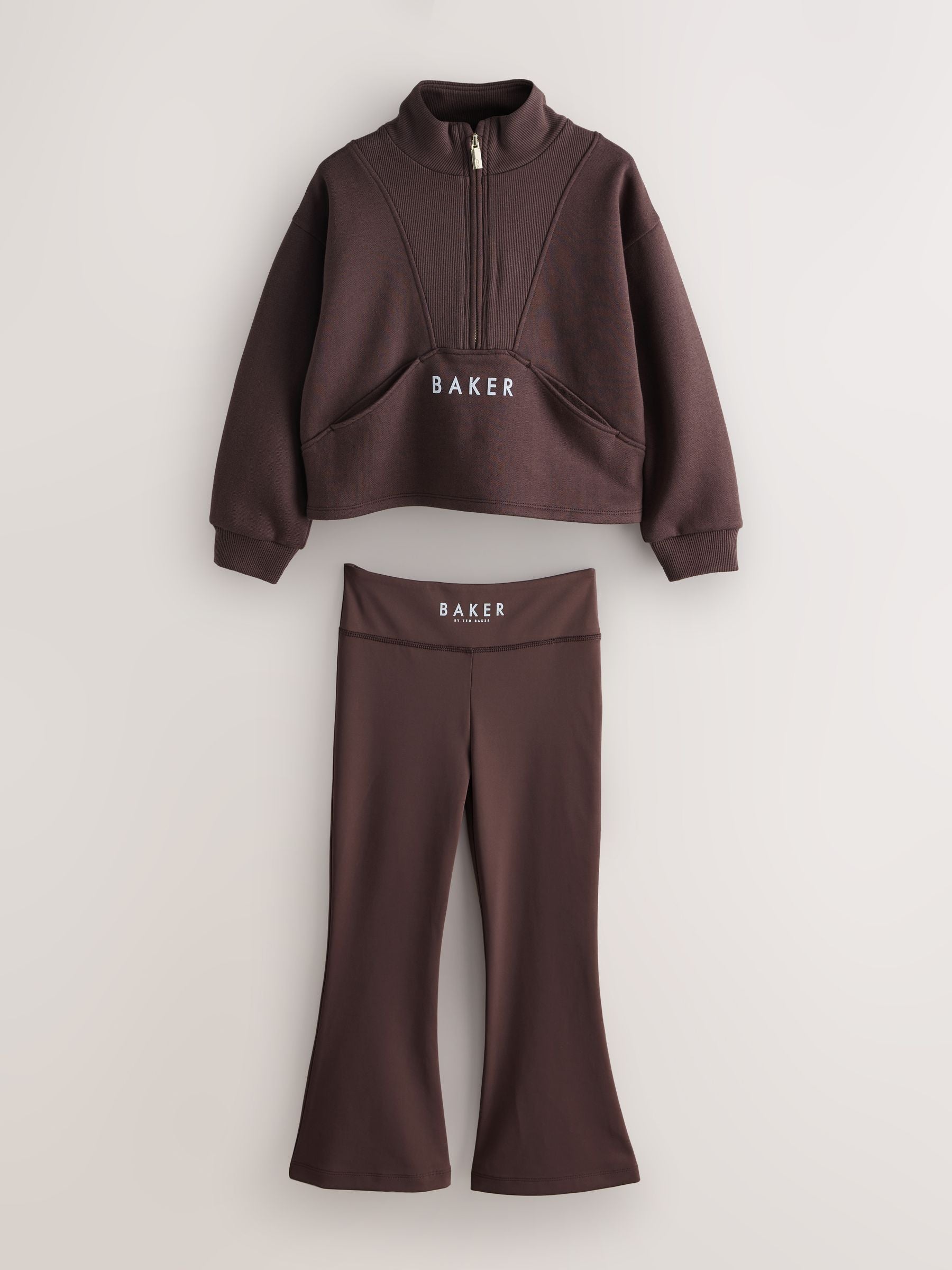 Baker by Ted Baker 2 Piece Chocolate Zip Neck Sweat & Flare Set image 6