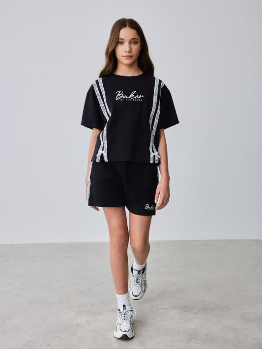Baker by Ted Baker 2 Piece Lace Trim T-Shirt & Shorts Set image 1