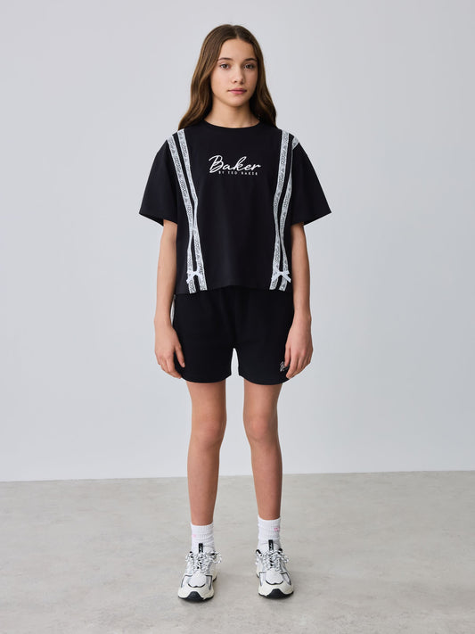 Dsiney Kidz - Baker by Ted Baker 2 Piece Lace Trim T-Shirt & Shorts Set image 2