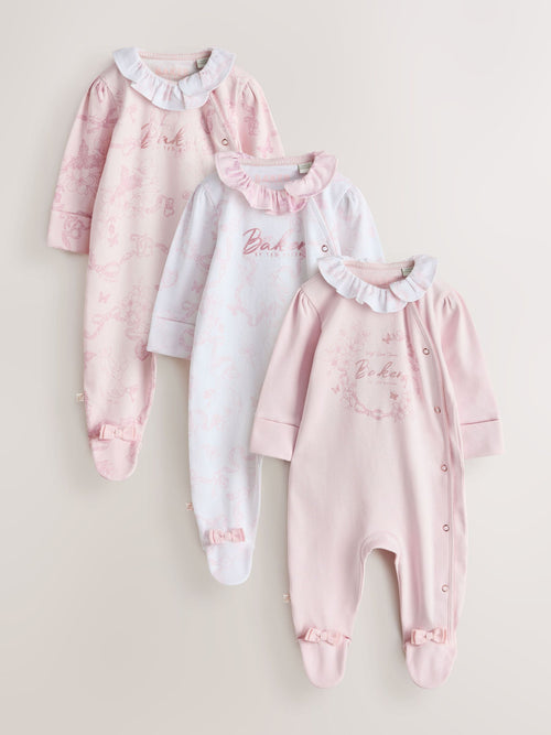 Baker by Ted Baker Pink Layette Sleepsuits 3 Pack image 1