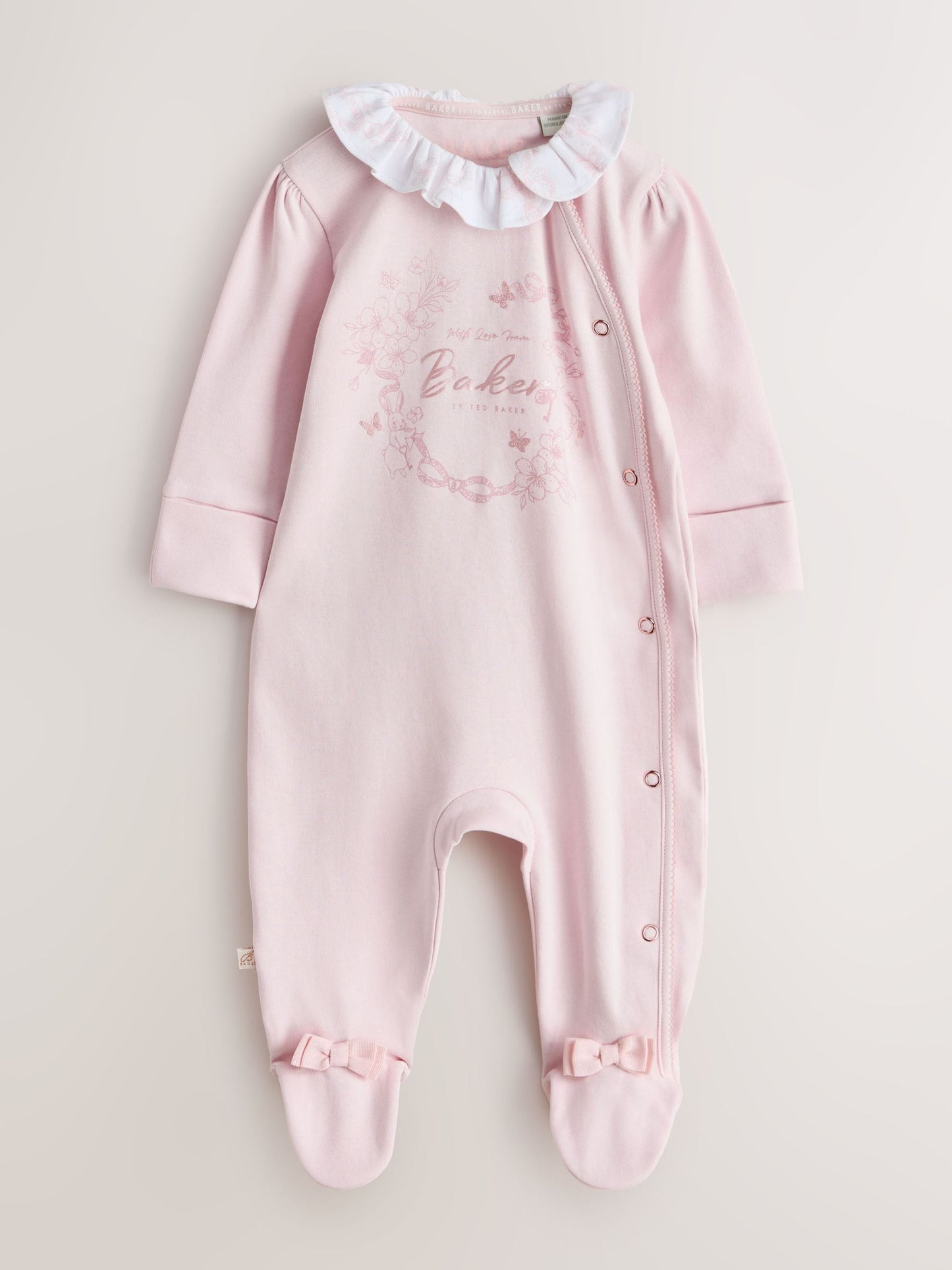 Baker by Ted Baker Pink Layette Sleepsuits 3 Pack image 5