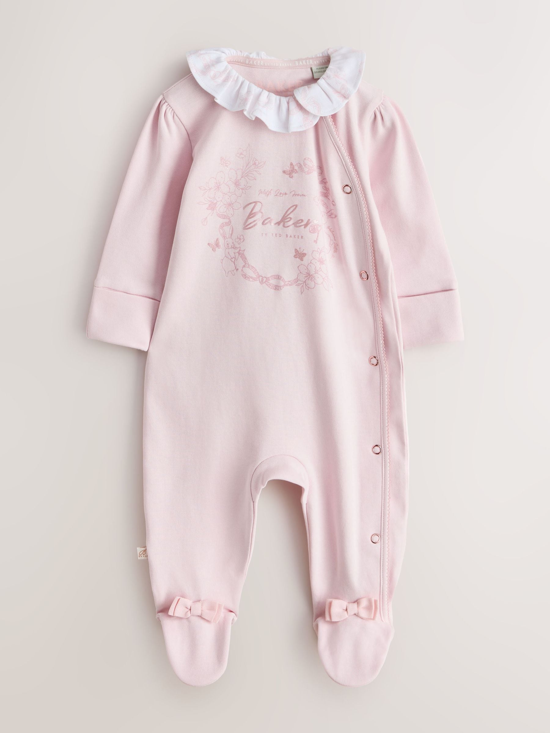 Baker by Ted Baker Pink Layette Sleepsuits 3 Pack image 5
