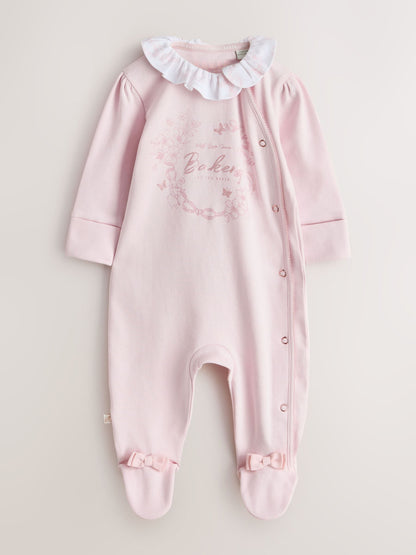 Baker by Ted Baker Pink Layette Sleepsuits 3 Pack image 5