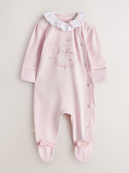 Baker by Ted Baker Pink Layette Sleepsuits 3 Pack image 2