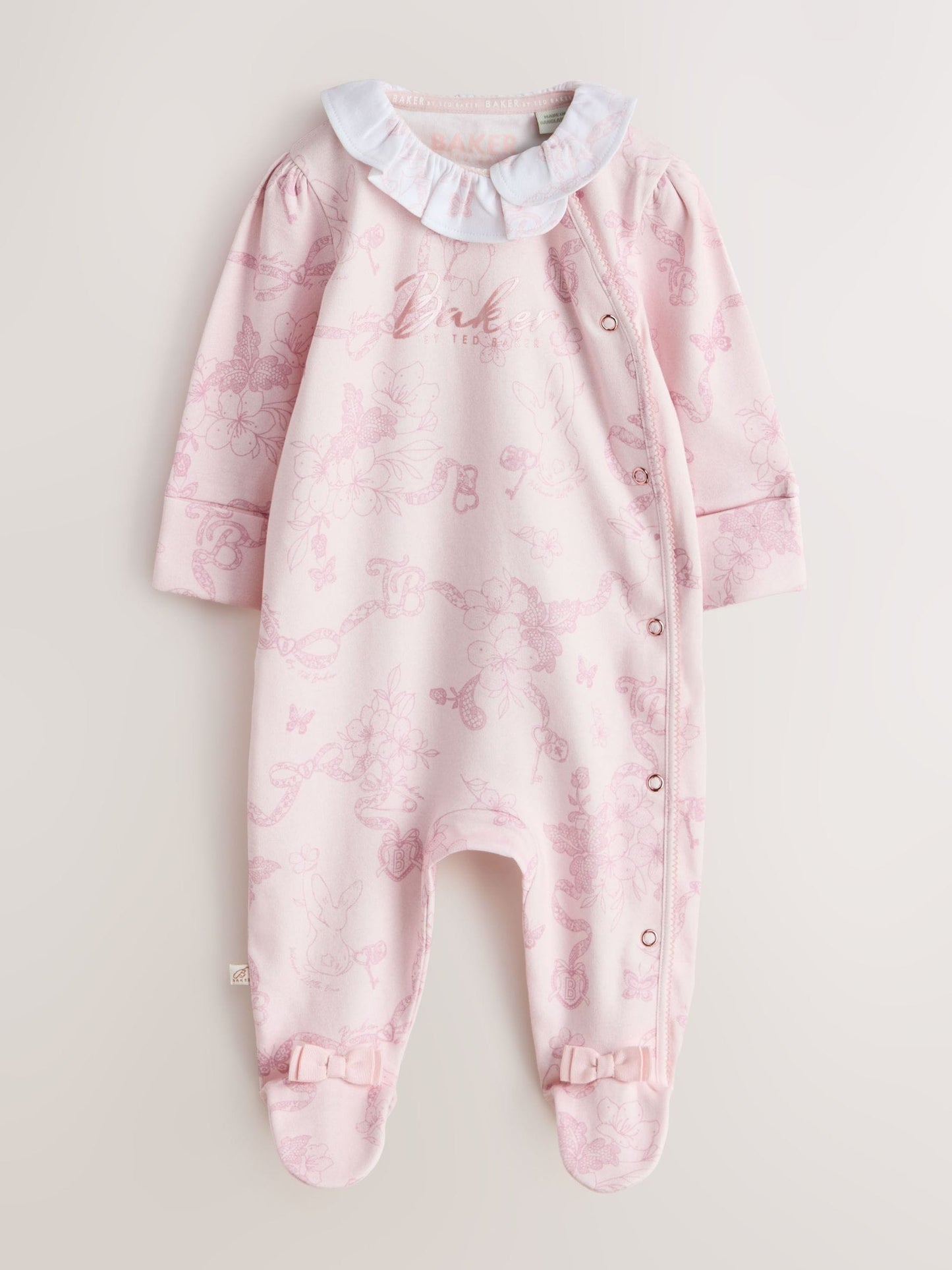 Baker by Ted Baker Pink Layette Sleepsuits 3 Pack image 6