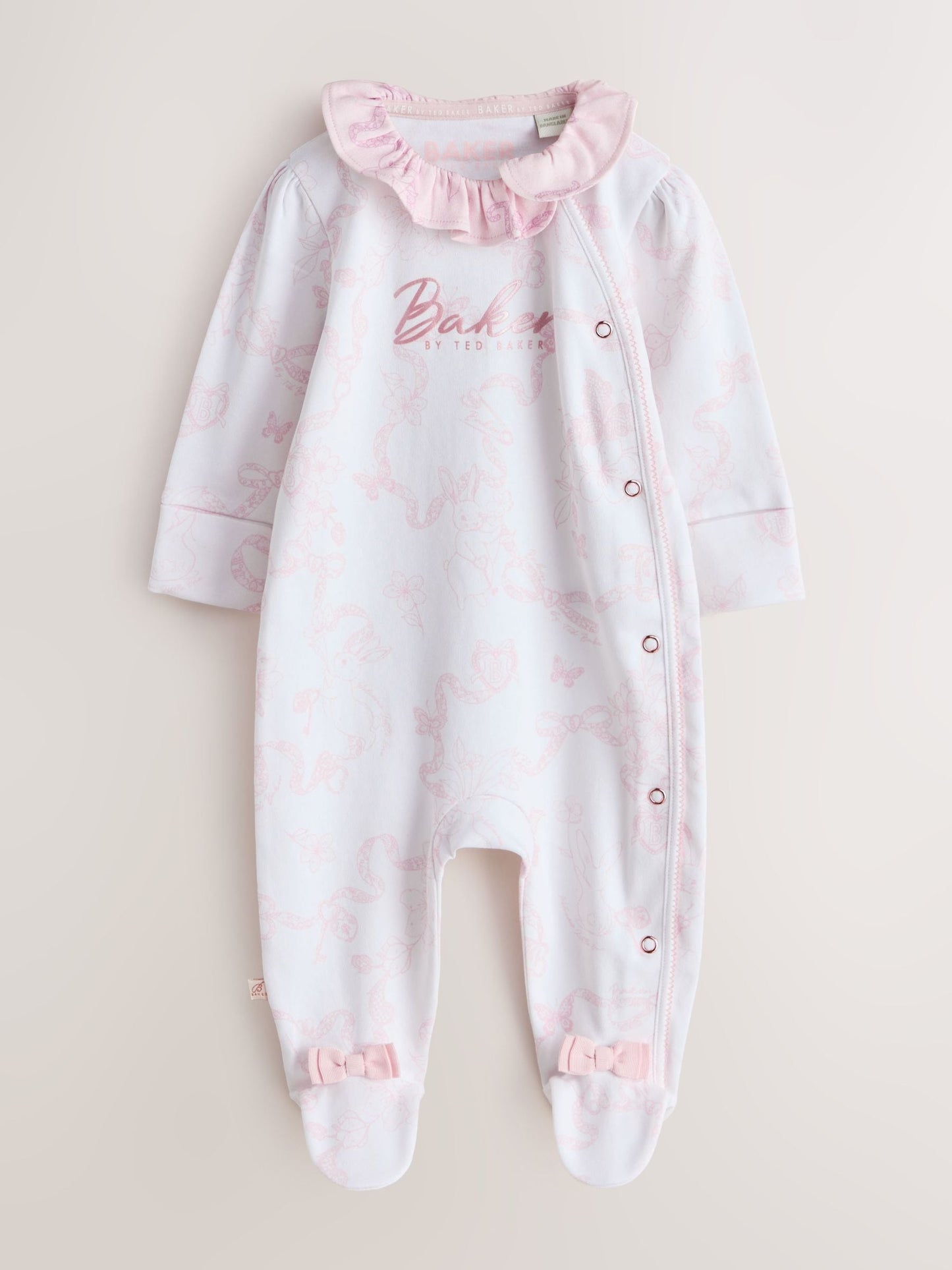 Baker by Ted Baker Pink Layette Sleepsuits 3 Pack image 4