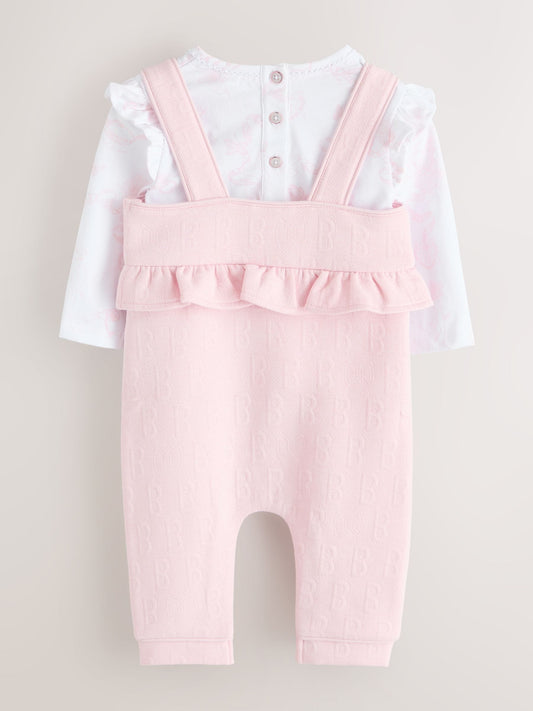 Baker by Ted Baker 2 Piece Jacquard Bow Dungaree & T-Shirt Set image 3