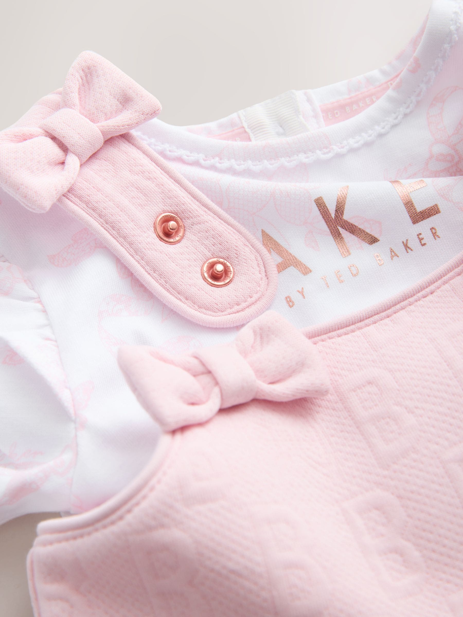 Baker by Ted Baker 2 Piece Jacquard Bow Dungaree & T-Shirt Set image 4