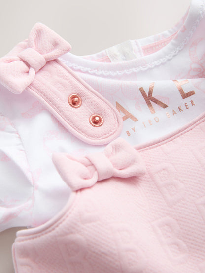 Baker by Ted Baker 2 Piece Jacquard Bow Dungaree & T-Shirt Set image 4