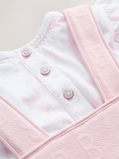 Baker by Ted Baker 2 Piece Jacquard Bow Dungaree & T-Shirt Set image 6
