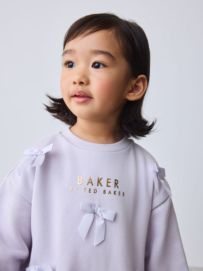 Baker by Ted Baker 2 Piece Satin Bow Bubble Hem Sweat Top & Flare Leggings Set image 3