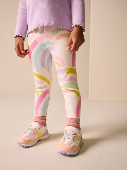 Ecru White Ribbed Leggings (3mths-7yrs) image 1